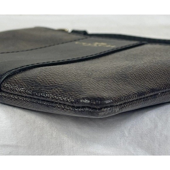 Coach Wallet Corner Zip Signature PVC Wristlet Two-Tone Dark Brown EUC Wallet - Picture 4 of 15
